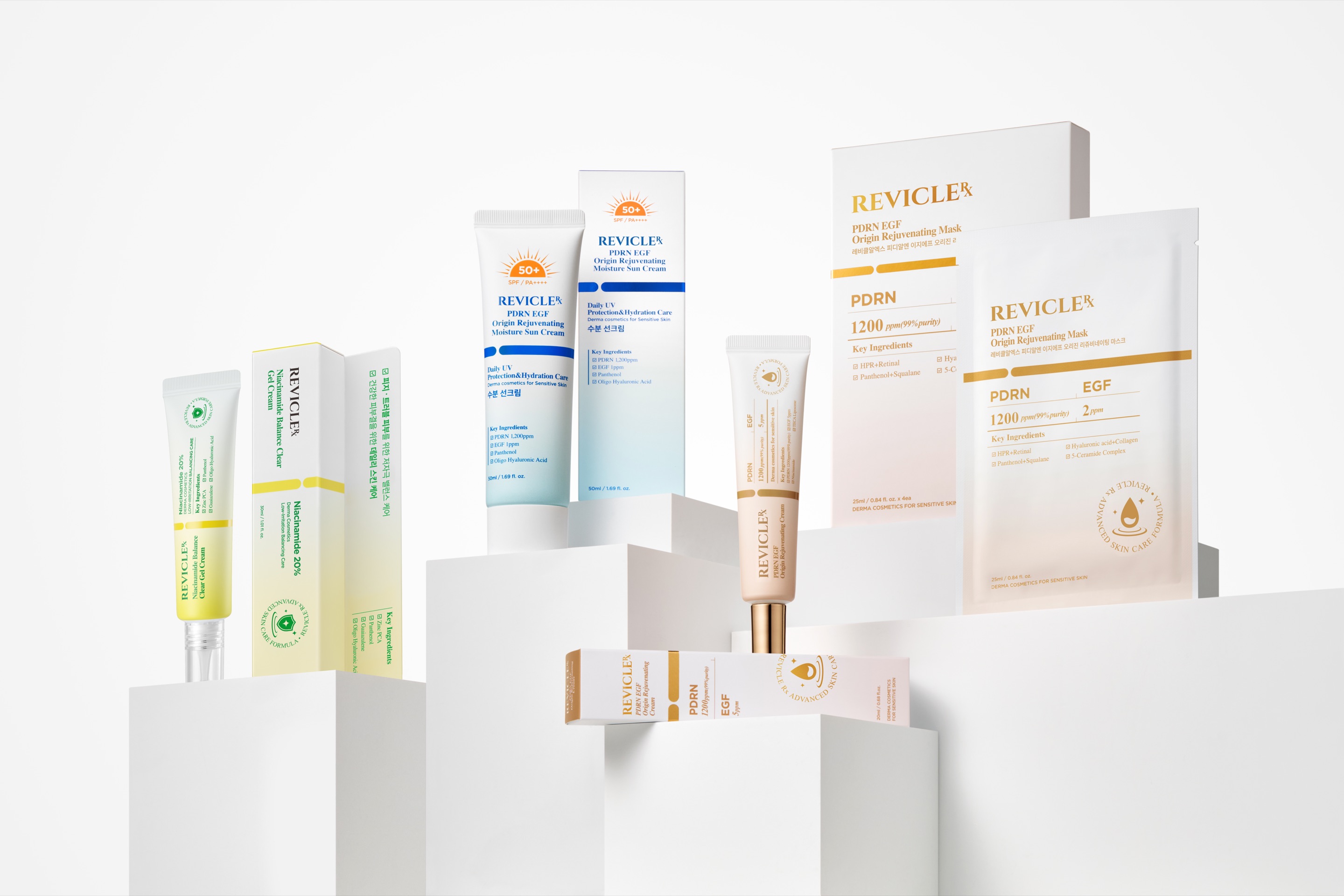 REVICLE Rx 선크림·리쥬비네이팅 크림·마스크 제품 단체컷